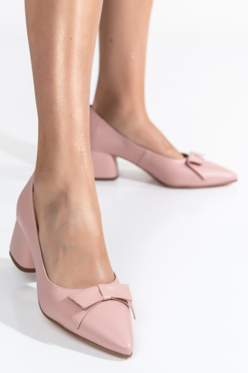 Pantofi roz piele naturala 1pc455