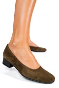PANTOFI DAMA PIELE NATURALA OLIVE CU TOC MIC 2S77040