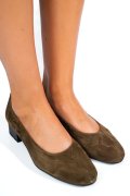 PANTOFI DAMA PIELE NATURALA OLIVE CU TOC MIC 2S77040
