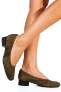PANTOFI DAMA PIELE NATURALA OLIVE CU TOC MIC 2S77040