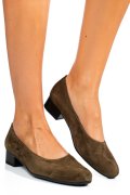 PANTOFI DAMA PIELE NATURALA OLIVE CU TOC MIC 2S77040