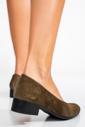 PANTOFI DAMA PIELE NATURALA OLIVE CU TOC MIC 2S77040