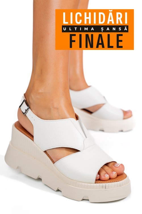 Sandale albe piele naturala ys7714