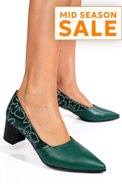 Pantofi verzi piele naturala 5s77602-ii