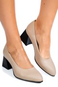 PANTOFI BEJ NEGRU PIELE NATURALA 5S77006