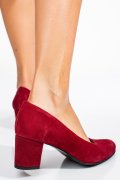 PANTOFI ROSII PIELE NATURALA INTOARSA MOSA