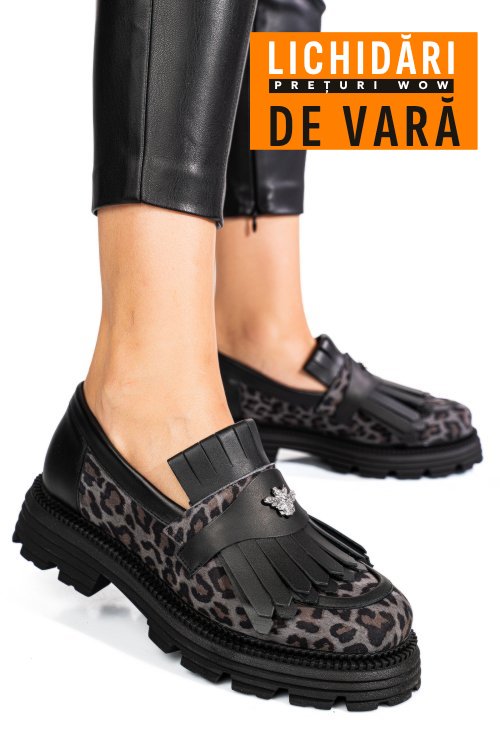 Mocasini dama piele naturala grey leo 3s7795