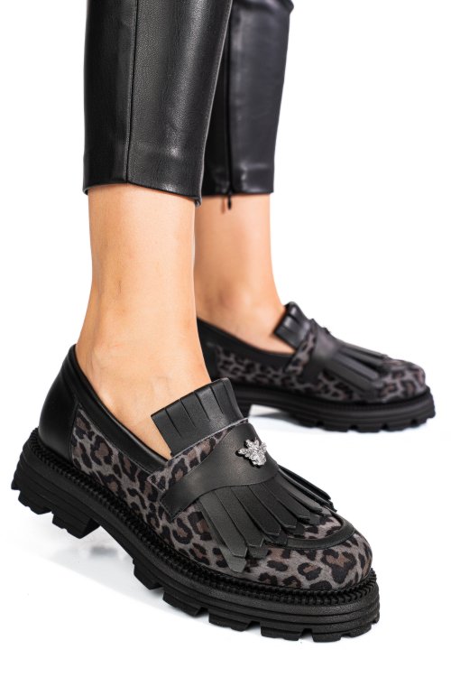 Mocasini dama piele naturala grey leo 3s7795
