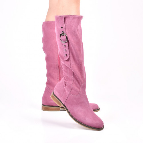 Cizme roz piele naturala intoarsa 5s779137