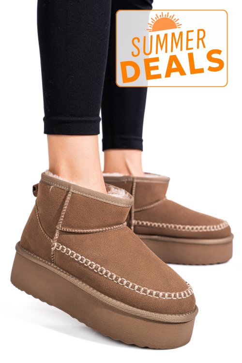 Cizme bej piele naturala intoarsa 1s77262