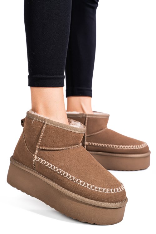 Cizme bej piele naturala intoarsa 1s77262