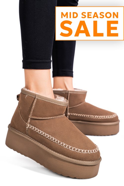 Cizme bej piele naturala intoarsa 1s77262