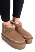 CIZME BEJ PIELE NATURALA INTOARSA 1S77262