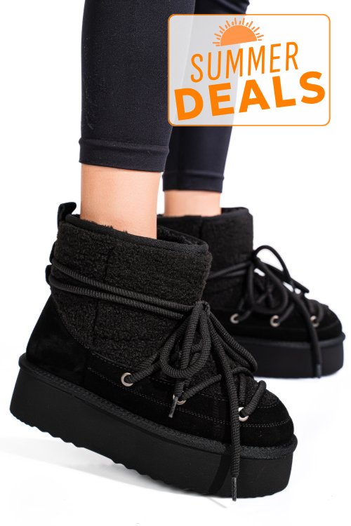 Cizme negre piele naturala intoarsa 1s77265