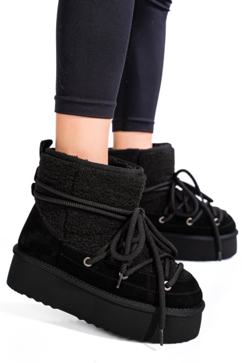 Cizme negre piele naturala intoarsa 1s77265