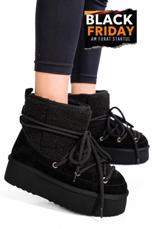 Cizme negre piele naturala intoarsa 1s77265