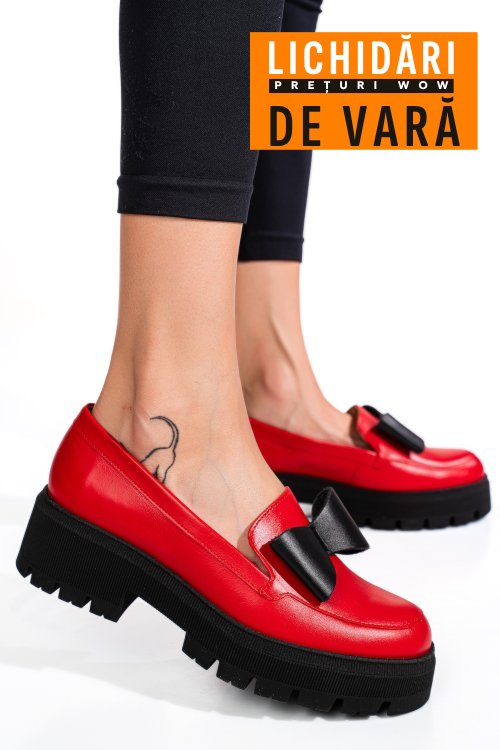 Mocasini rosii piele naturala 2s77115