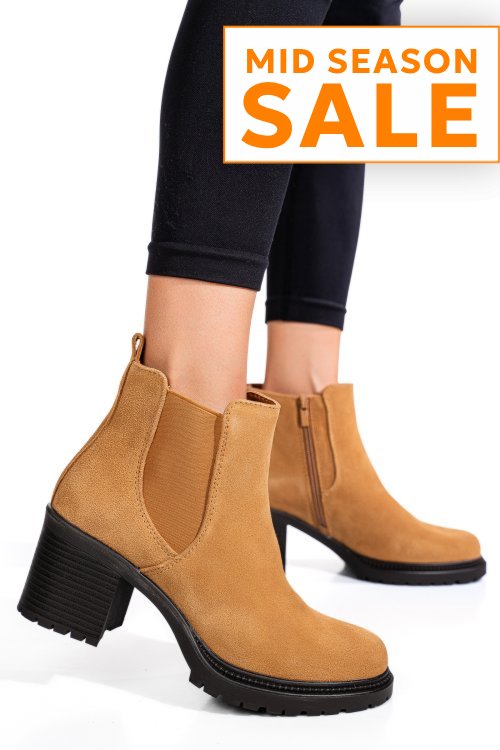 Botine maro piele naturala intoarsa 3s7756