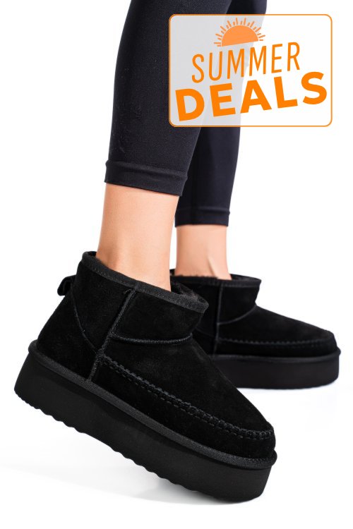 Cizme negre piele naturala intoarsa 1s77262