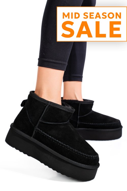 Cizme negre piele naturala intoarsa 1s77262