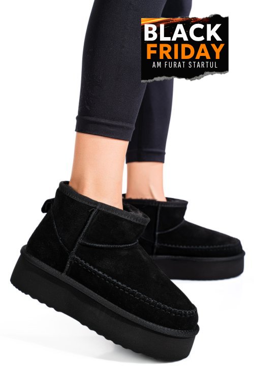 Cizme negre piele naturala intoarsa 1s77262