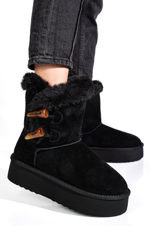 Cizme negre piele naturala intoarsa 1s77279