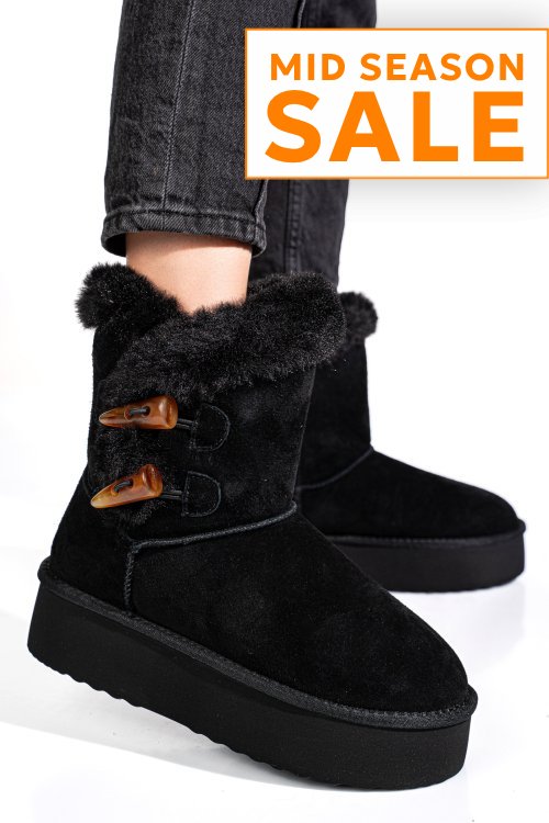 Cizme negre piele naturala intoarsa 1s77279