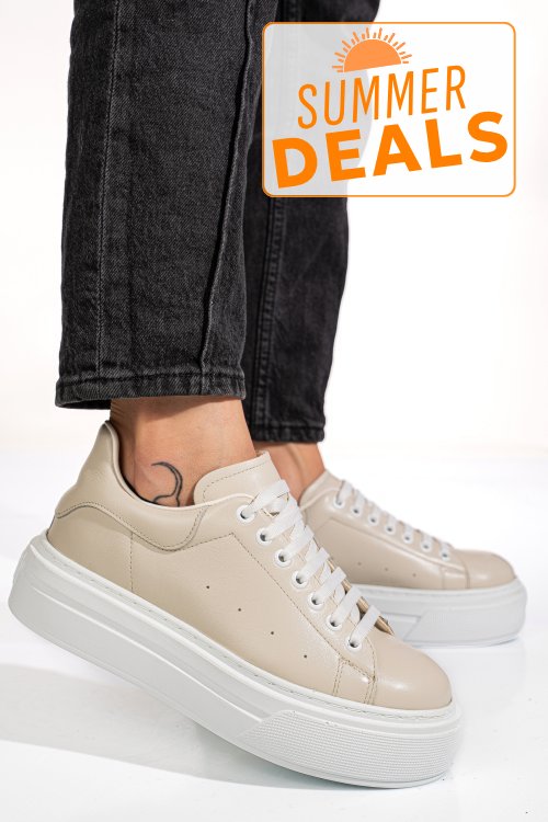 Pantofi sport bej piele naturala 4s7784