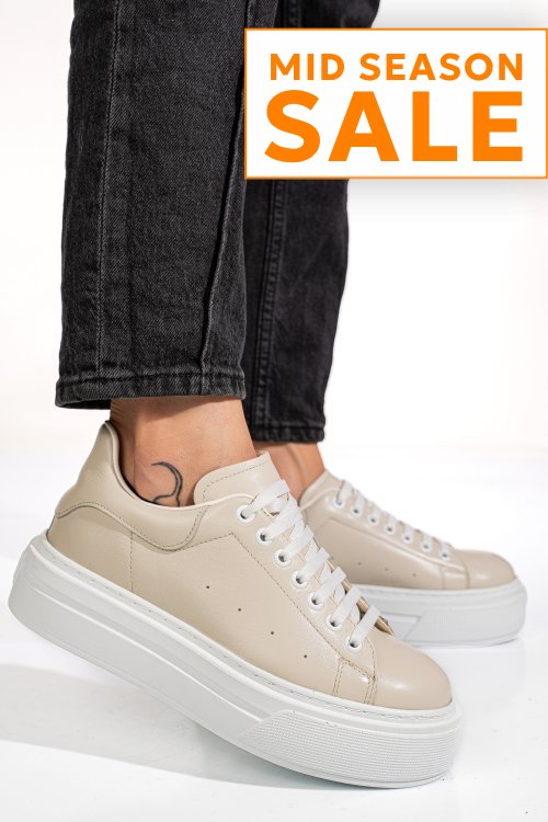 Pantofi sport bej piele naturala 4s7784