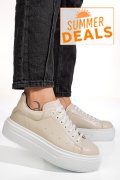 PANTOFI SPORT BEJ PIELE NATURALA 4S7784