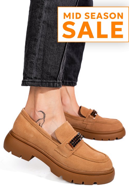 Mocasini camel piele naturala intoarsa is77440