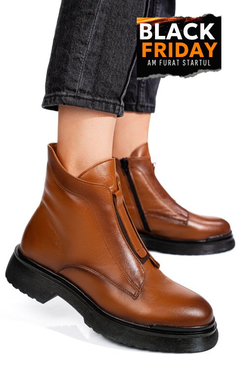 Ghete dama imblanite piele naturala maro deschis 4s7723