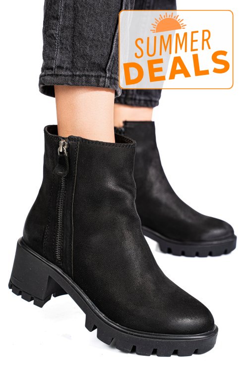 Ghete dama de iarna piele naturala black nabuk 7s77765