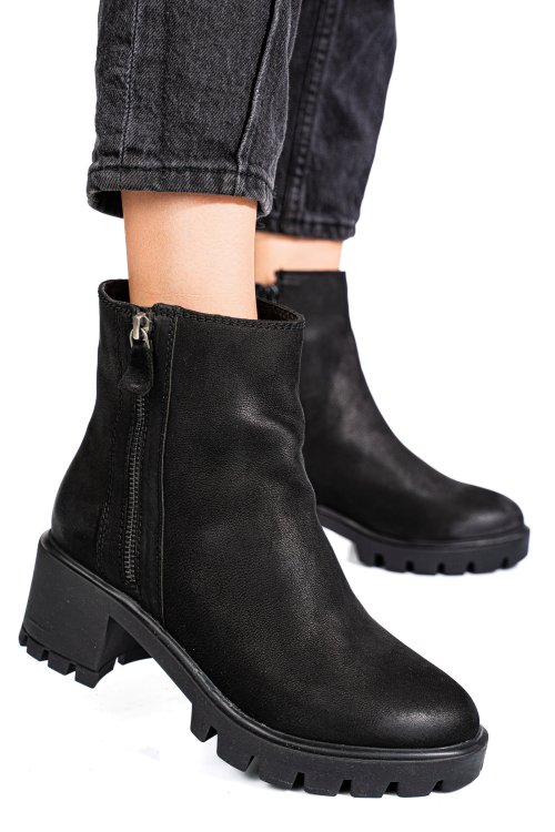 Ghete dama de iarna piele naturala black nabuk 7s77765