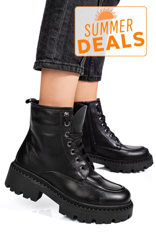 Ghete negre piele naturala 4s7735