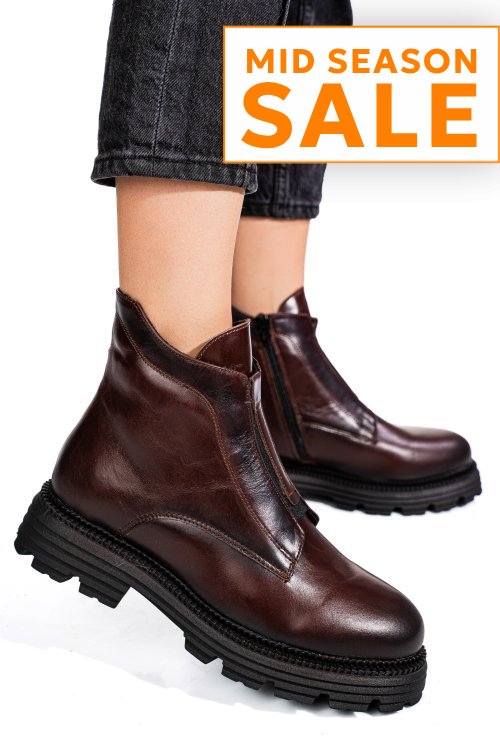 Ghete dama imblanite piele naturala maro 4s7723
