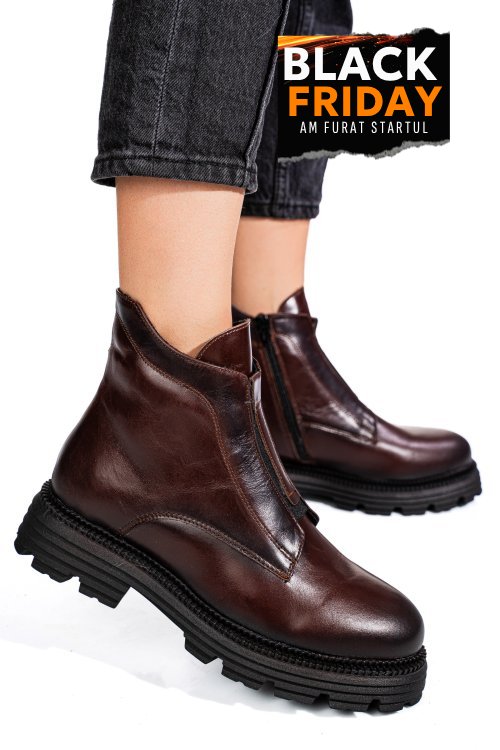 Ghete dama imblanite piele naturala maro 4s7723