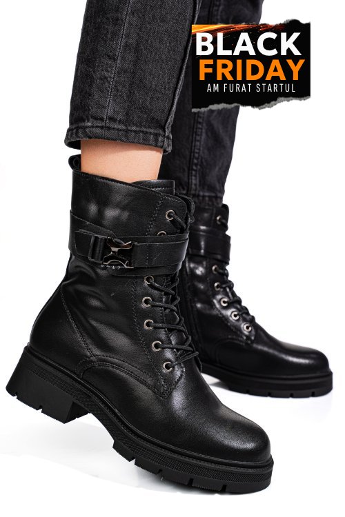 Ghete negre piele naturala aspm2699