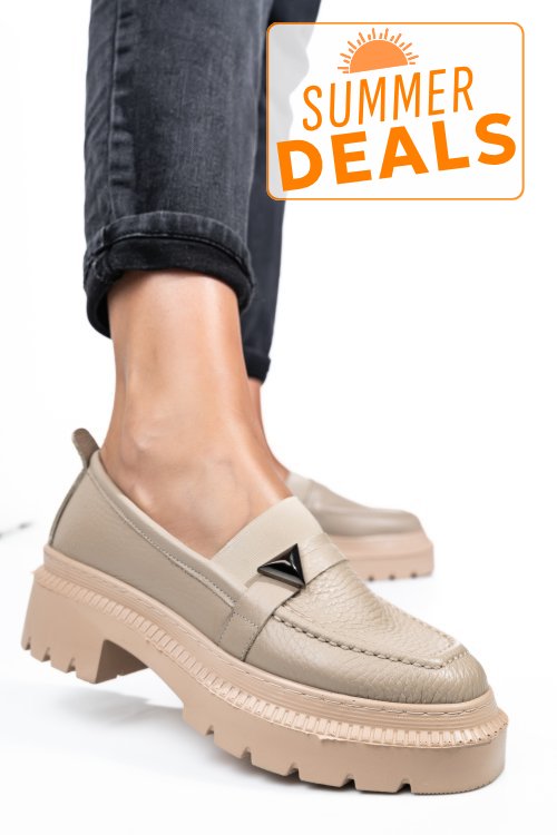Mocasini crem piele naturala ipcbm013b
