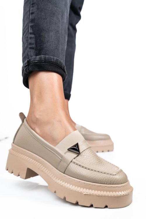 Mocasini crem piele naturala ipcbm013b