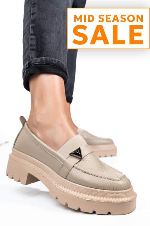 Mocasini crem piele naturala ipcbm013b