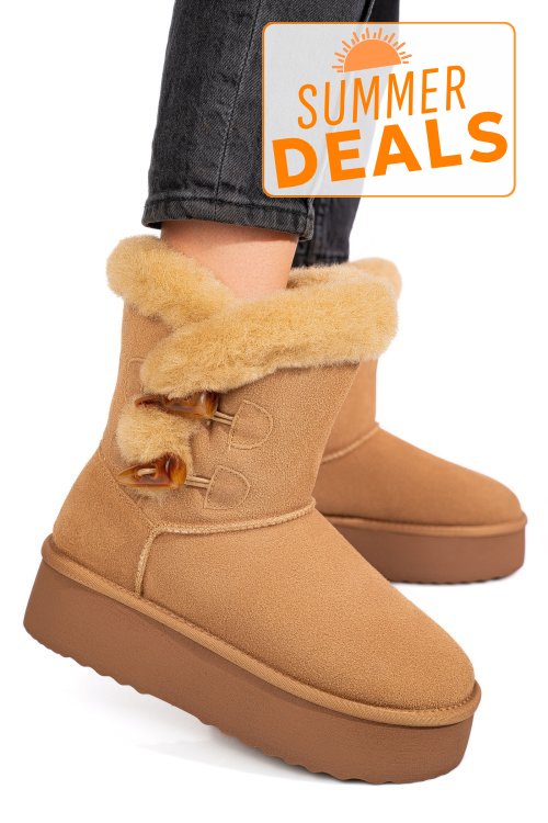 Cizme camel piele naturala intoarsa 1s77279
