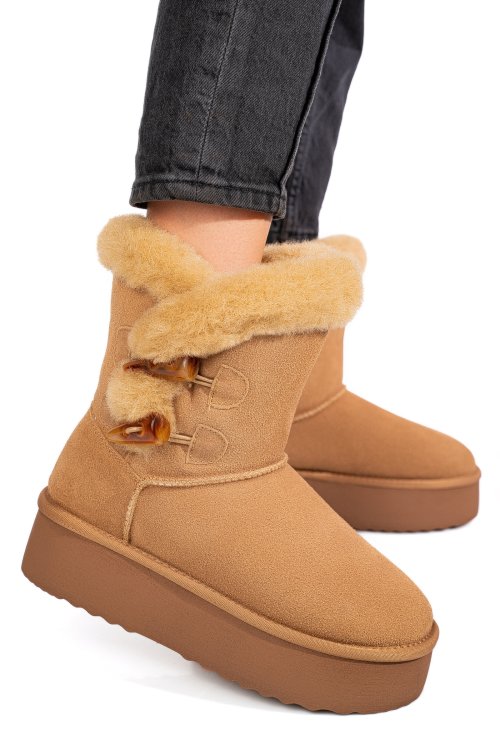 Cizme camel piele naturala intoarsa 1s77279
