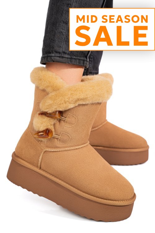 Cizme camel piele naturala intoarsa 1s77279