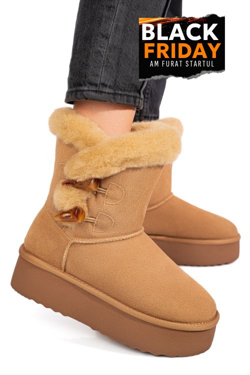 Cizme camel piele naturala intoarsa 1s77279
