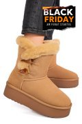 CIZME CAMEL PIELE NATURALA INTOARSA 1S77279