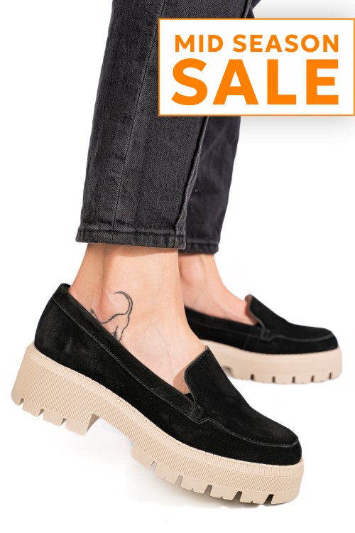 Mocasini negri piele naturala intoarsa 2s7722