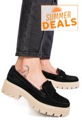 MOCASINI NEGRI TALPA BEJ PIELE NATURALA INTOARSA 2S77115