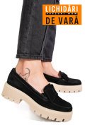 MOCASINI NEGRI TALPA BEJ PIELE NATURALA INTOARSA 2S77115
