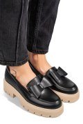 MOCASINI NEGRI TALPA BEJ PIELE NATURALA 2S77115